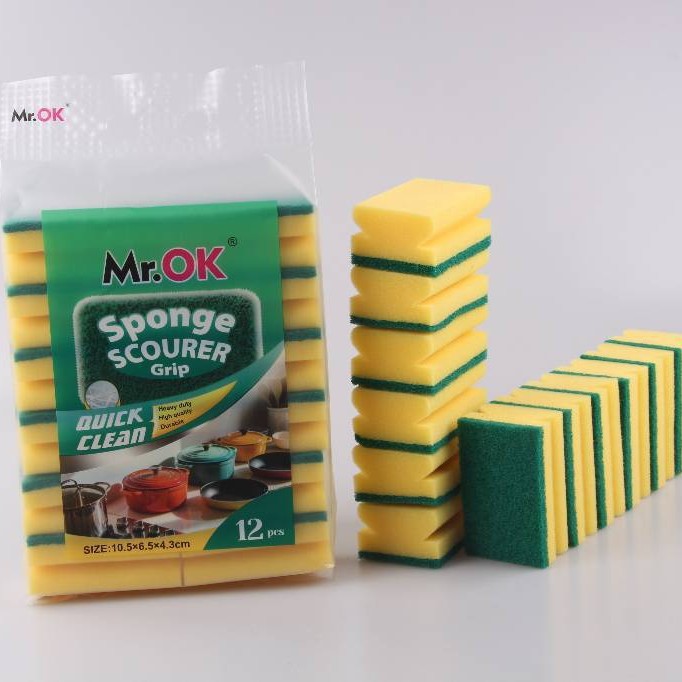 Mr.OK factory direct supply sponge scouring pads, double-sided cleaning sponges, kitchen cleaning sponges, dishwashing sponges, pot scrubbing sponges details Picture