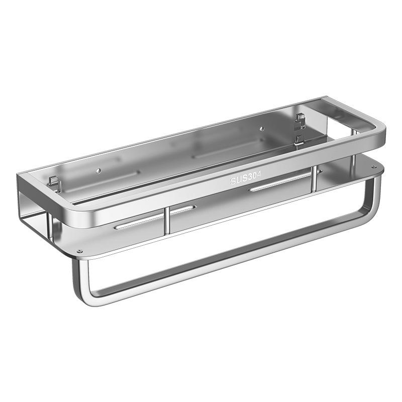 Stainless steel traceless kitchen seasoning rack, wall-mounted rack with hanging rods, non-drilling seasoning rack storage rack Item Picture