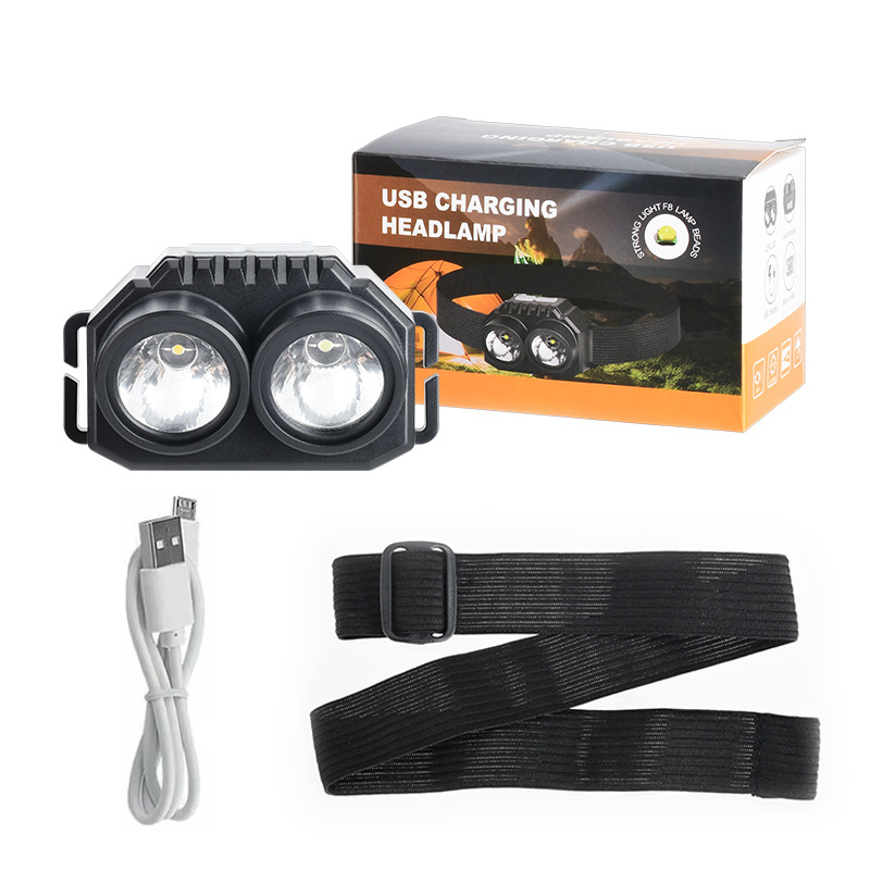 New powerful headlamp with dual light sources, white and yellow LED portable outdoor adventure lamp, emergency head-mounted lighting work headlamp details Picture
