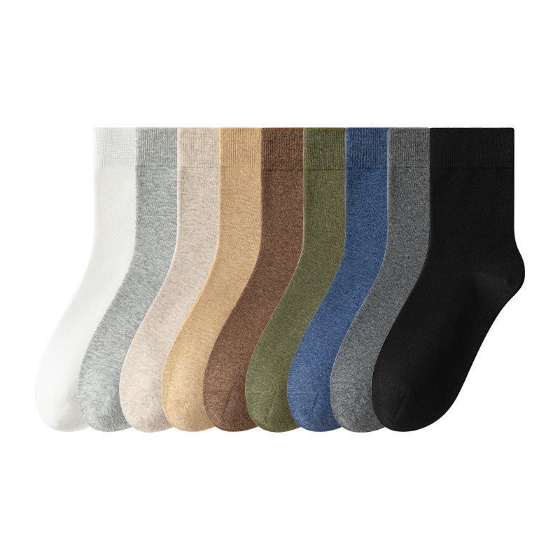 Men's pure cotton autumn and winter long socks, 10A antibacterial and deodorizing mid-calf socks, business casual cotton socks, Zhuji socks Item Picture
