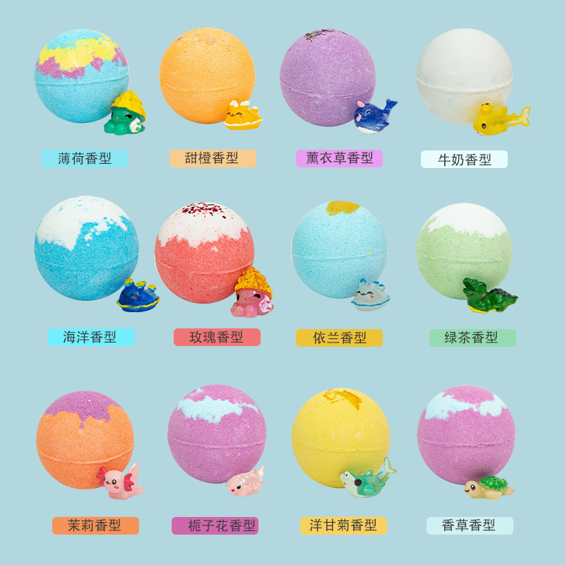 Cross-border explosive toy bath salt ball bath ball with hidden toy 60g*12 salt bath ball bath ball Specification image
