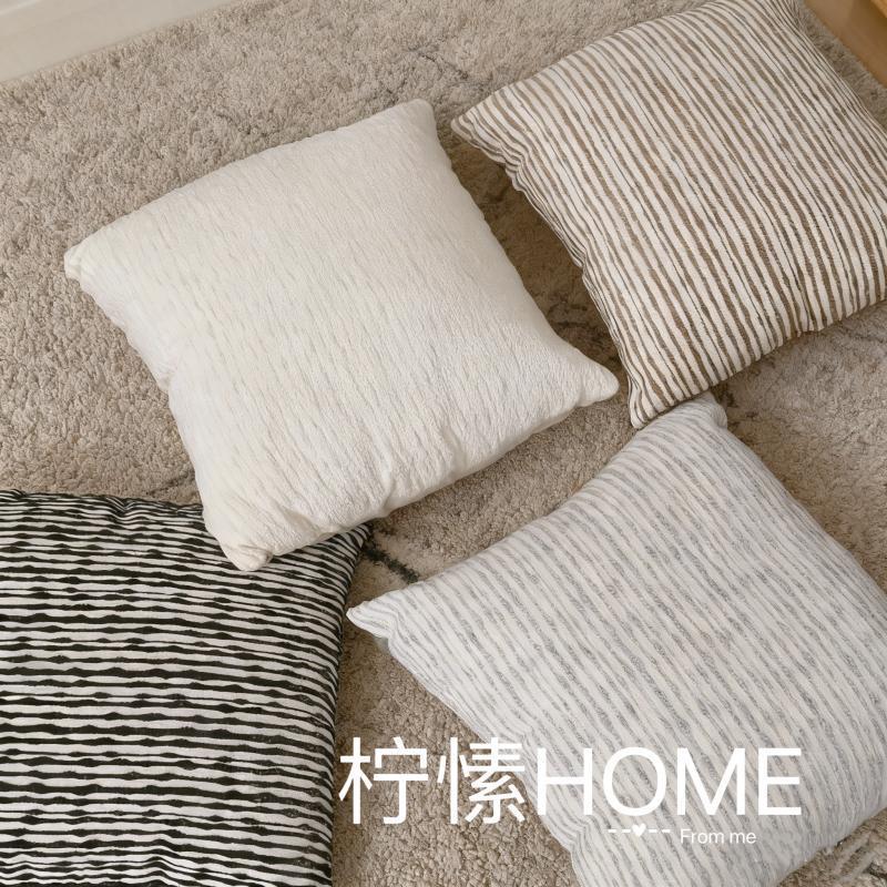 Ins-style thickened Chenille texture striped pillowcase, living room sofa bed pillow, bay window pillow, waist pillow details Picture