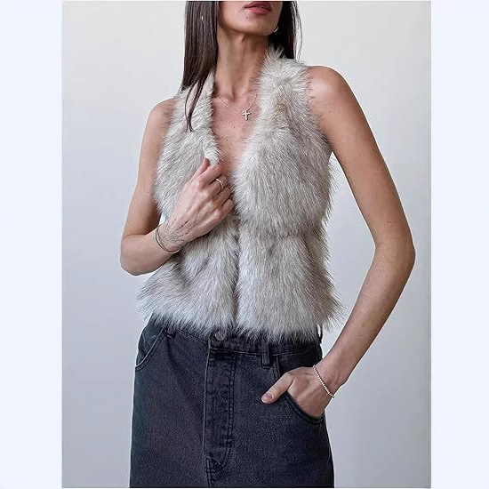 Aliexpress cross-border women's artificial fur sleeveless halter top, backless fur fox fur vest Application Scenario