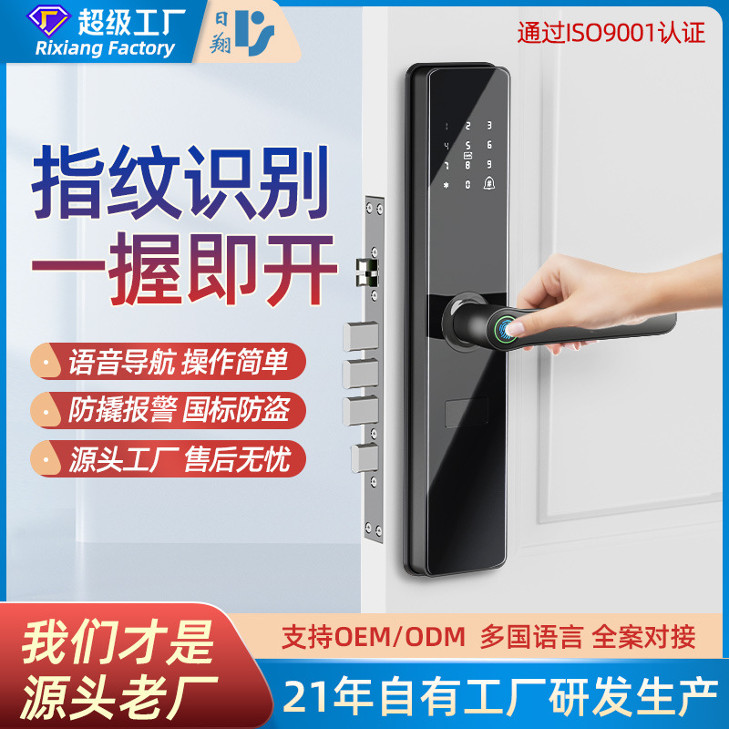 Black smart doorlock, fingerprint padlock, hand-held handle smart lock doorlock