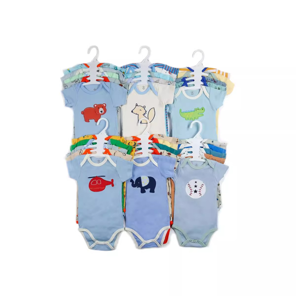 2025 Foreign trade Summer cross-border wholesale pure cotton short-sleeved Caterpillar baby clothes, boys' and girls' baby clothing details Picture