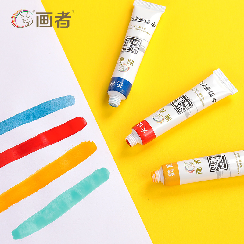 Chinese painting paint sets, student art painting acrylic paint wholesale, painters 12-color and 24-color Chinese painting paints Specification drawing
