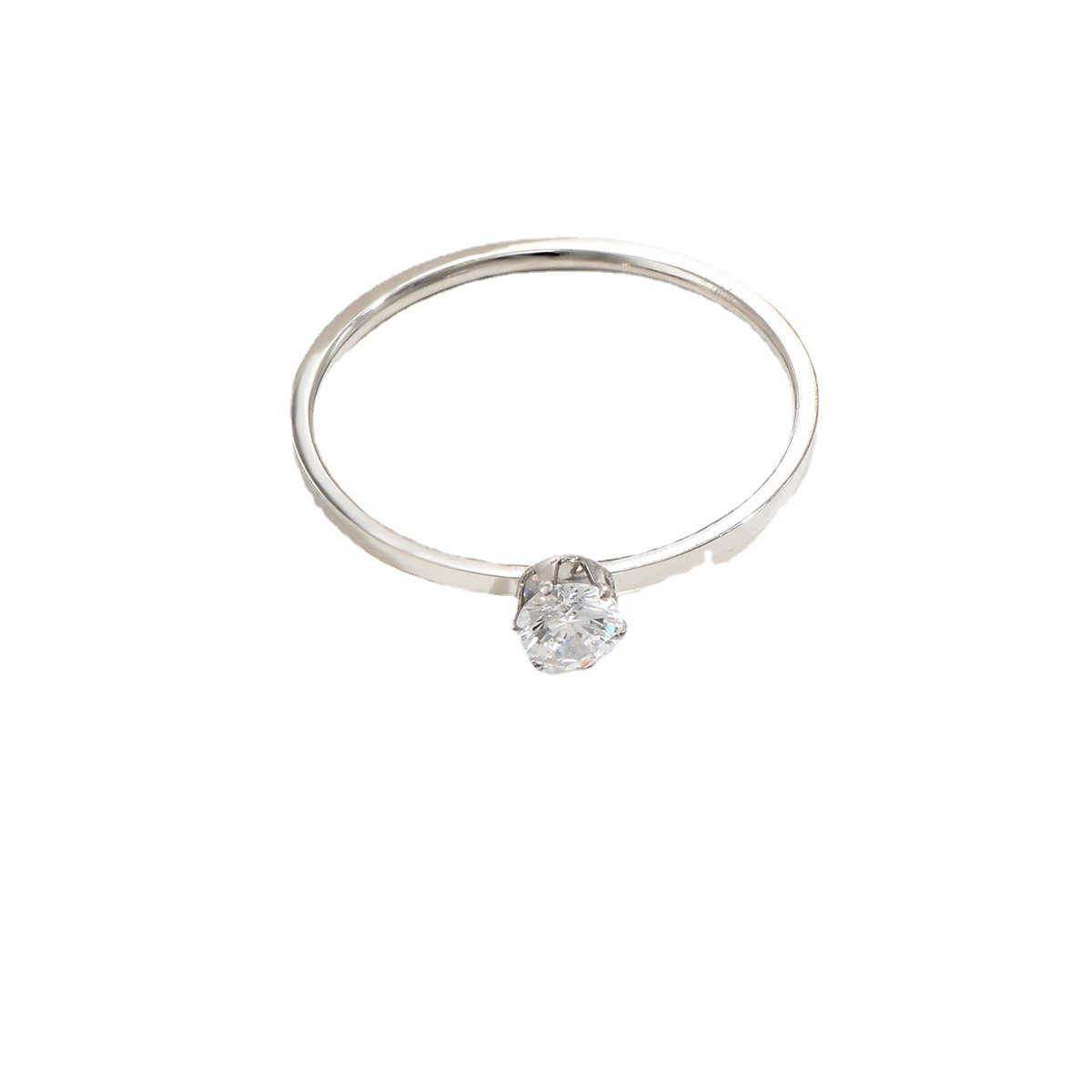 缀尚品新品钛钢戒指简约1mm素圈单钻时尚情侣戒指精致心形详情图5