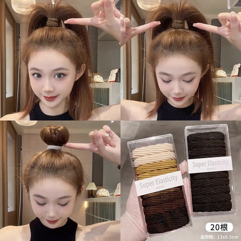 2025 New high-elasticity black high ponytail hair band, women's hair tie without sagging, high-end headband, leather band details Picture