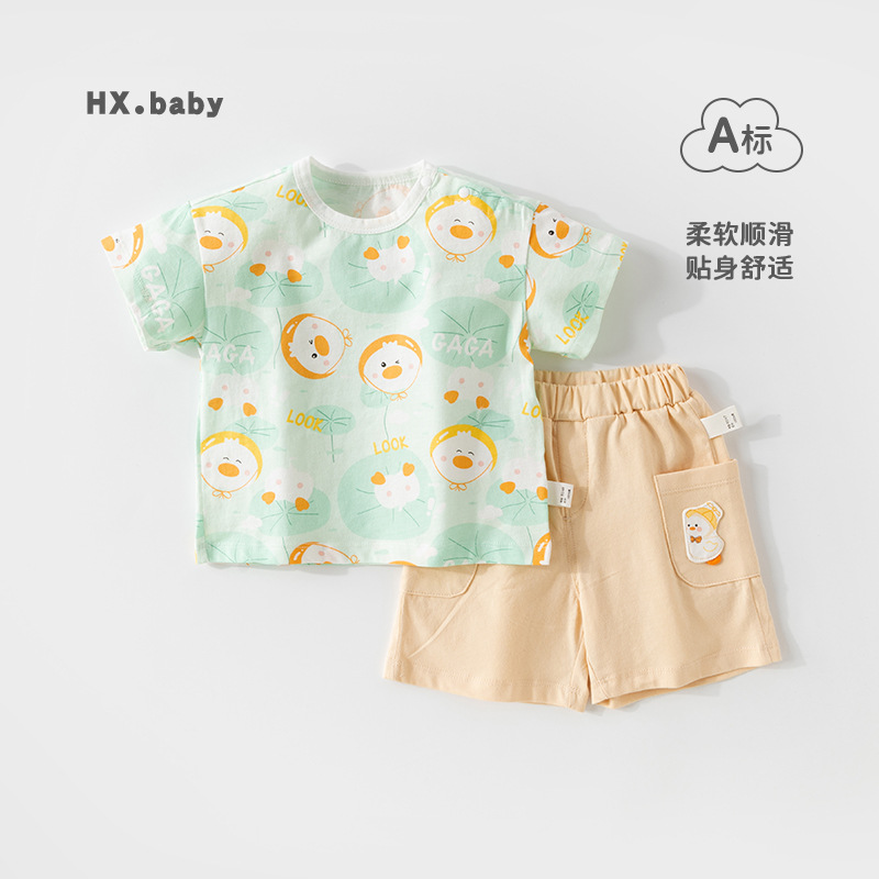 中小童夏季衣服男女宝T恤套装小童T恤短裤童休闲套装