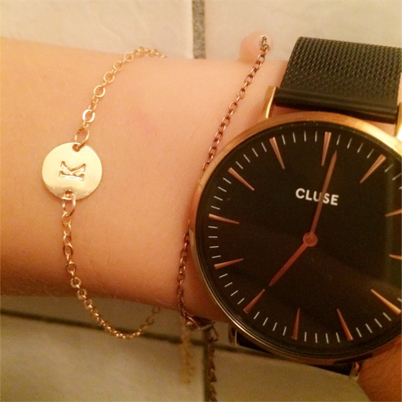 Amazon's new 26-letter hollowed-out circular bracelet name jewelry, European and American trendy and fashionable women's accessories wholesale Specification drawing