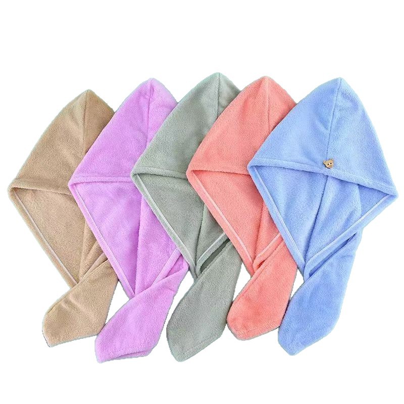 新款干发帽蝴蝶结单条公主风干发帽帽浴帽珊瑚绒批发新款速干松紧白底实物图