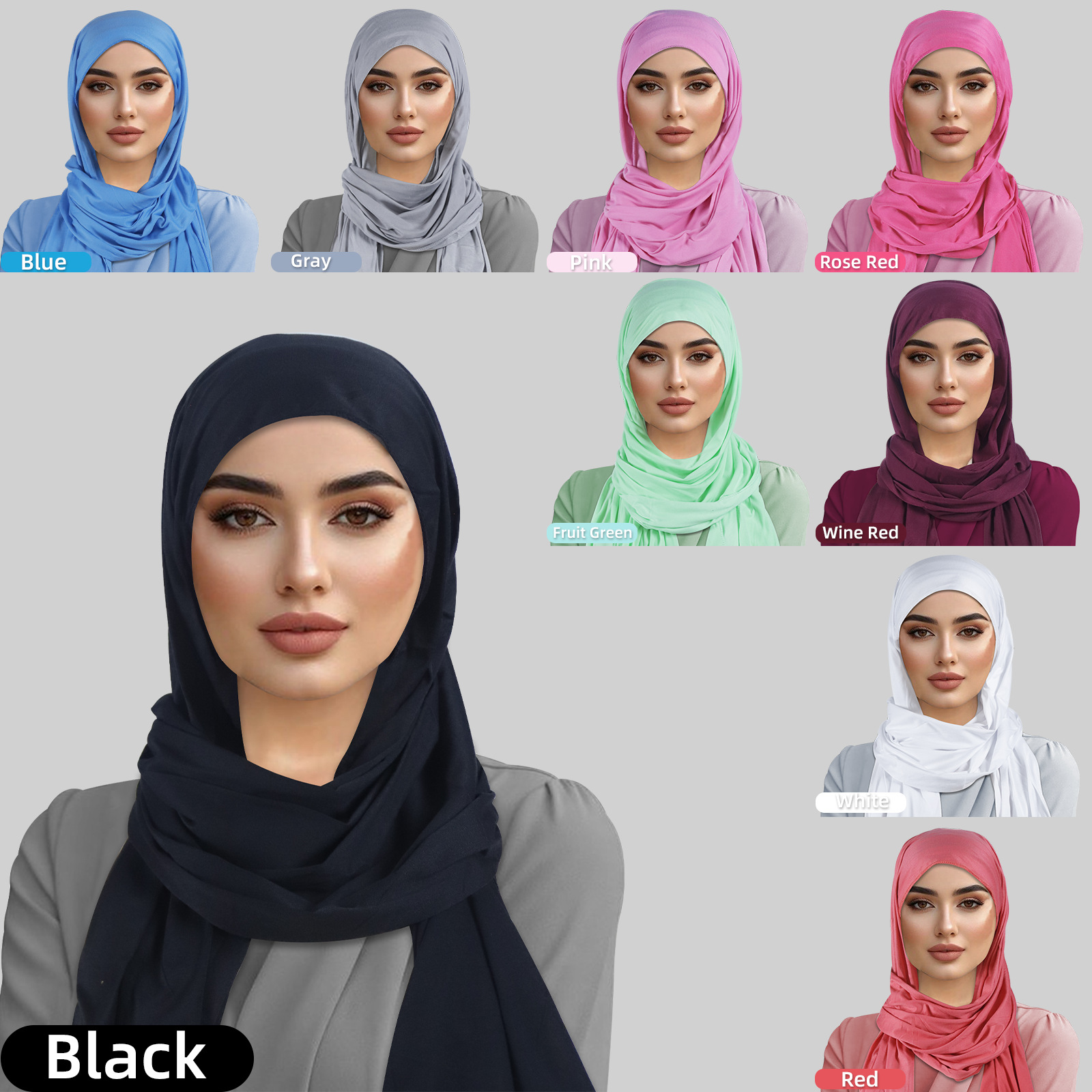 Cross-border New jersey solid color milk silk scarf, a classic and versatile women's modal long scarf, single-color headscarf details Picture