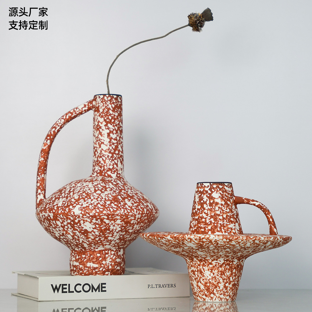 2026陶瓷花瓶小众设计师酒店样板房创意插花装饰品民宿复古家居摆件