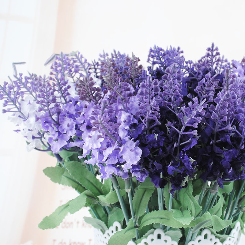 Dove artificial flowers, artificial lavender, European-style country, Provence 10-head lavender home living room decoration Specification drawing