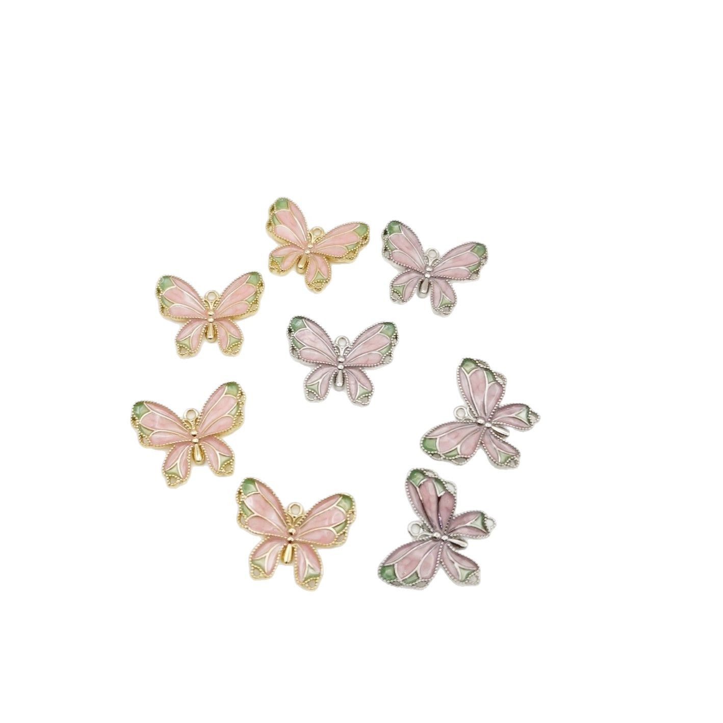 Copper oil-dripping butterfly pendant, diy handcrafted jewelry accessory, beaded bracelet, necklace accessory, pendant Item Picture