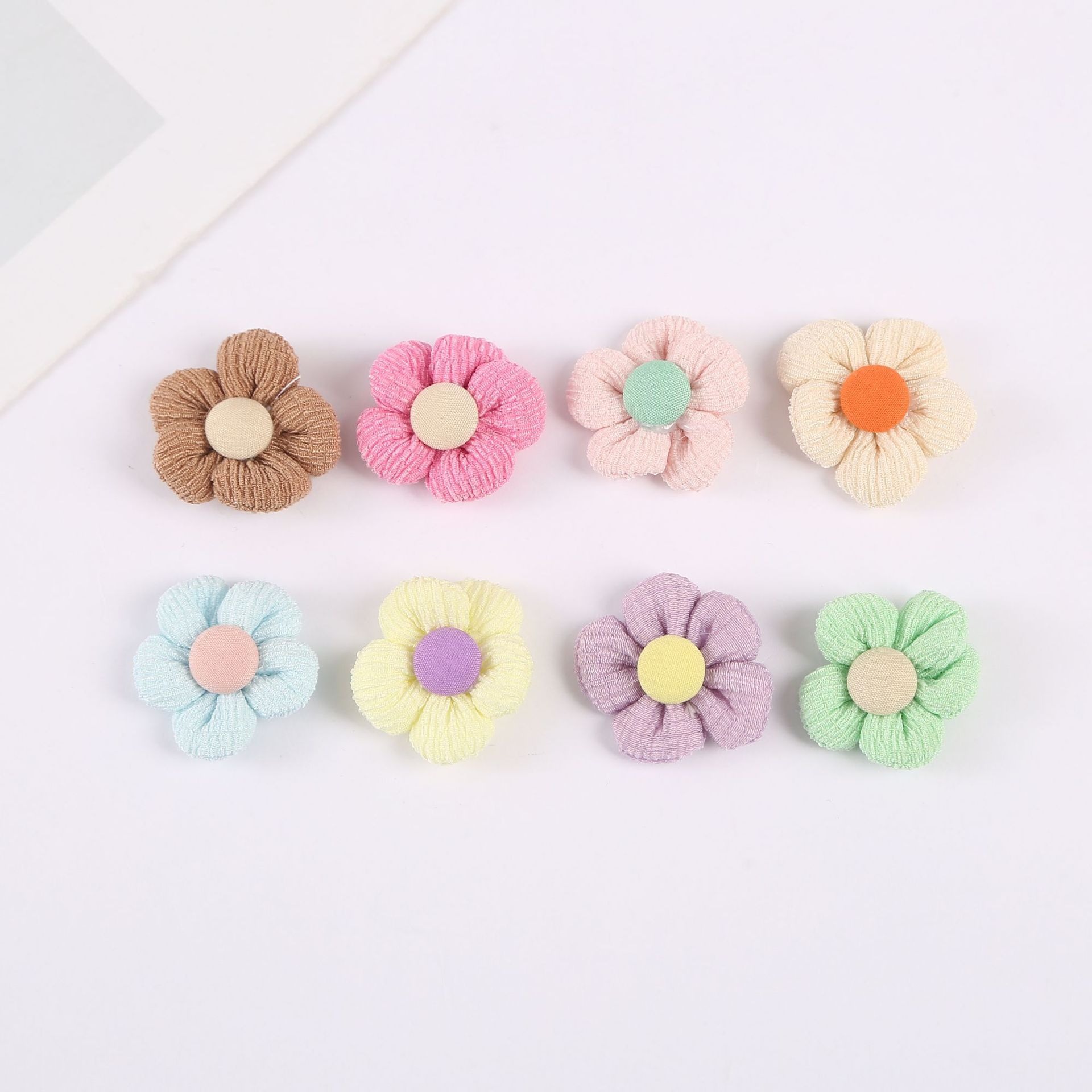 Pleated, colorful five-petal flower, fresh and simple Korean-style DIY shoes, hats, headwear, clothing, socks, bags, bows, clothing accessories details Picture