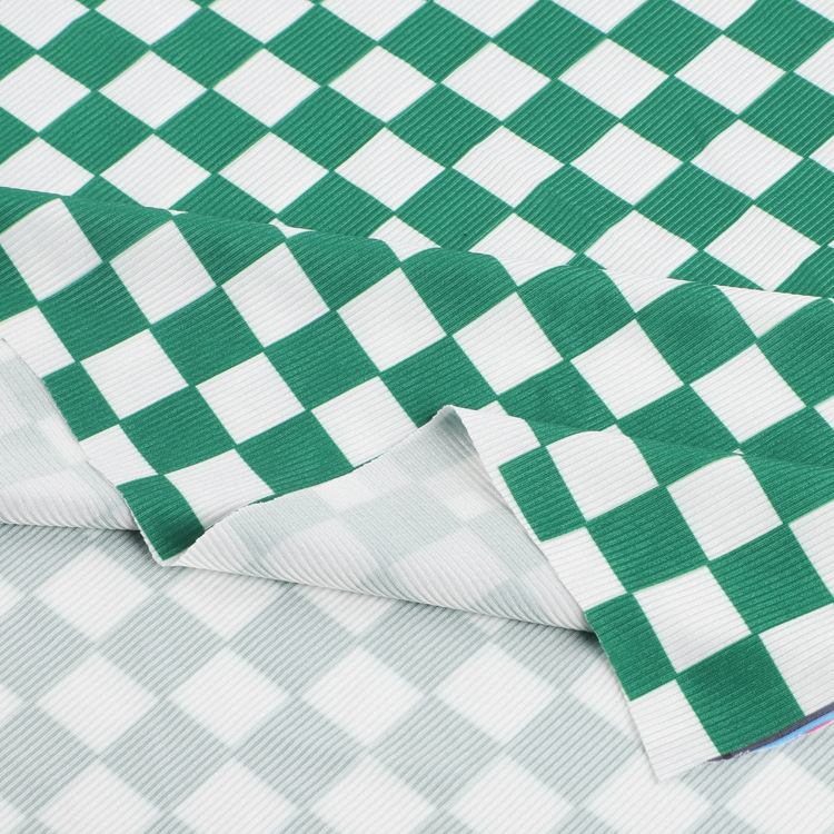 现货180g冰丝罗纹印花布数码印花面料春夏家居服阔腿裤罗纹面料细节图