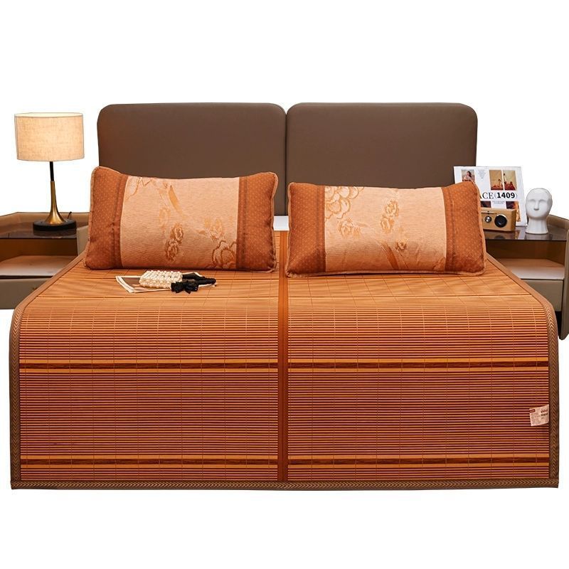 New summer household bamboo mat, cool bamboo mat, single-person folding carbonized universal double-sided mat for student dormitories Item Picture