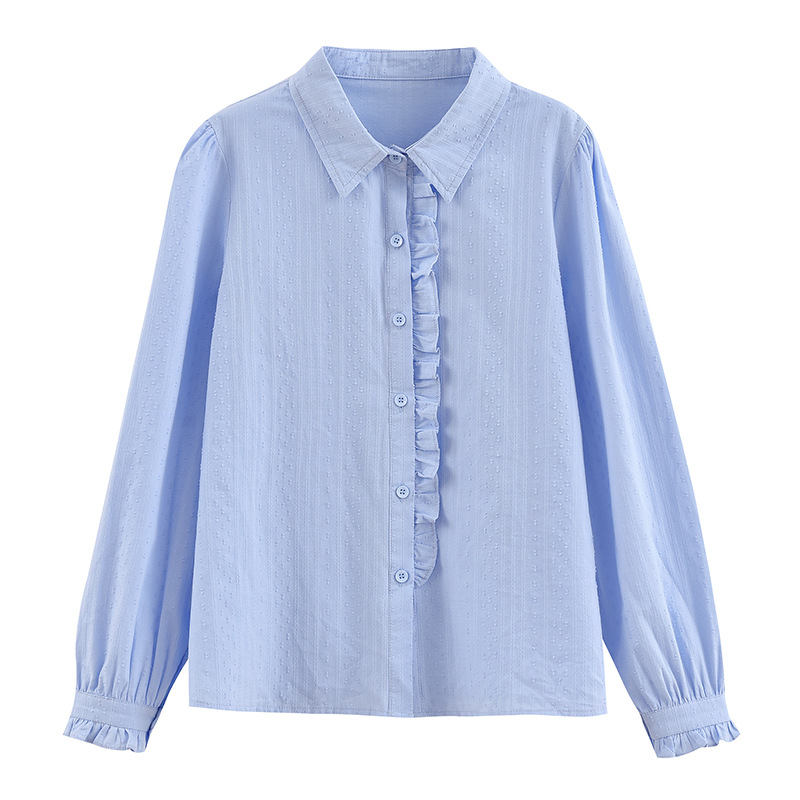 New women's fleece and thickened pure cotton shirt for autumn and winter 2025, stylish all-cotton polo collar warm top for women Item Picture