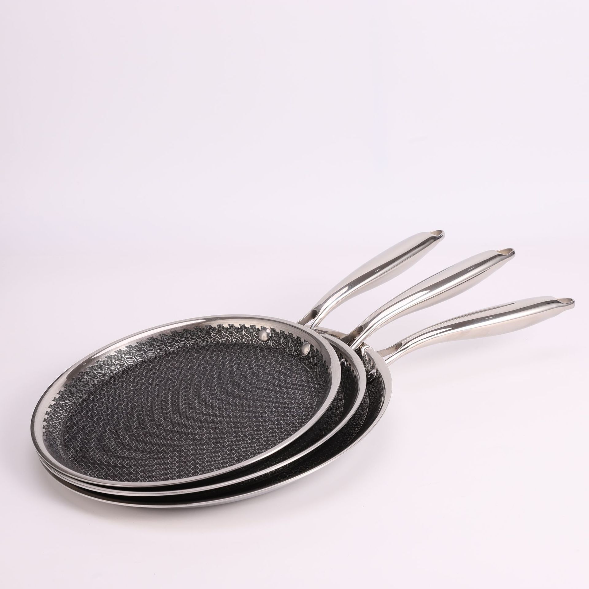 304 acero inoxidable pan de pizza plano banidente acero de tres capas panela panqueque especial sin humo antiadherente details Picture