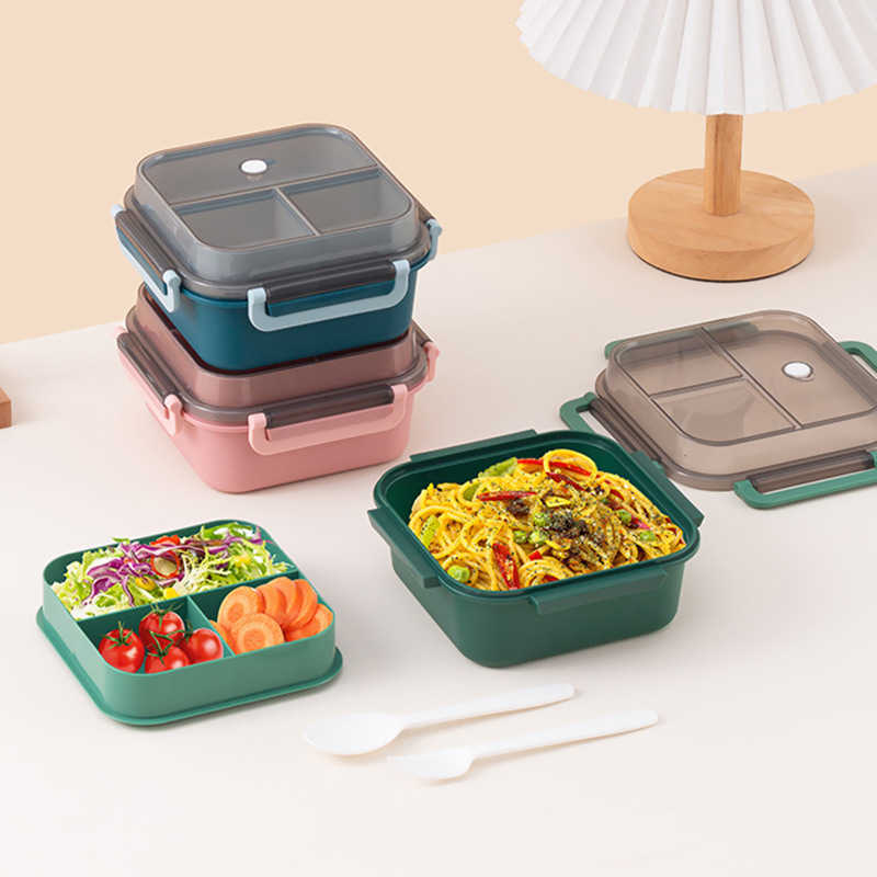 Cross-border adult camping lunch box, portable square snack storage box, student plastic lunch box, microwave oven-safe