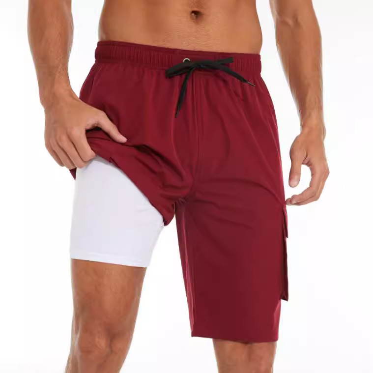 The 2024 summer new solid-color comfortable and casual mid-length outdoor beach shorts with side straps are a bestseller in Europe and America Specification image