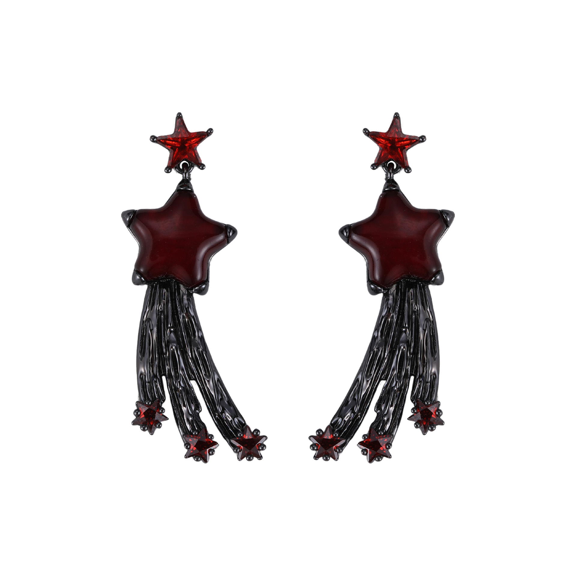 The "Crimson and Black Meteor" series earrings for women, 2026 new original design, fashionable, versatile and high-end 925 silver needle earrings Item Picture