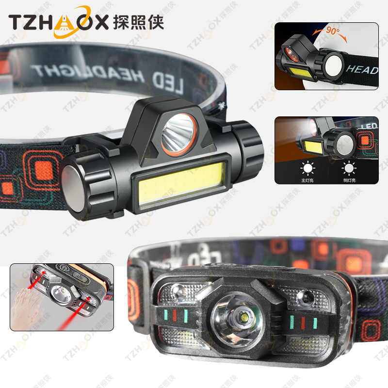 led强光头灯迷你充电防水散光cob头灯多功能户外夜钓钓鱼头灯