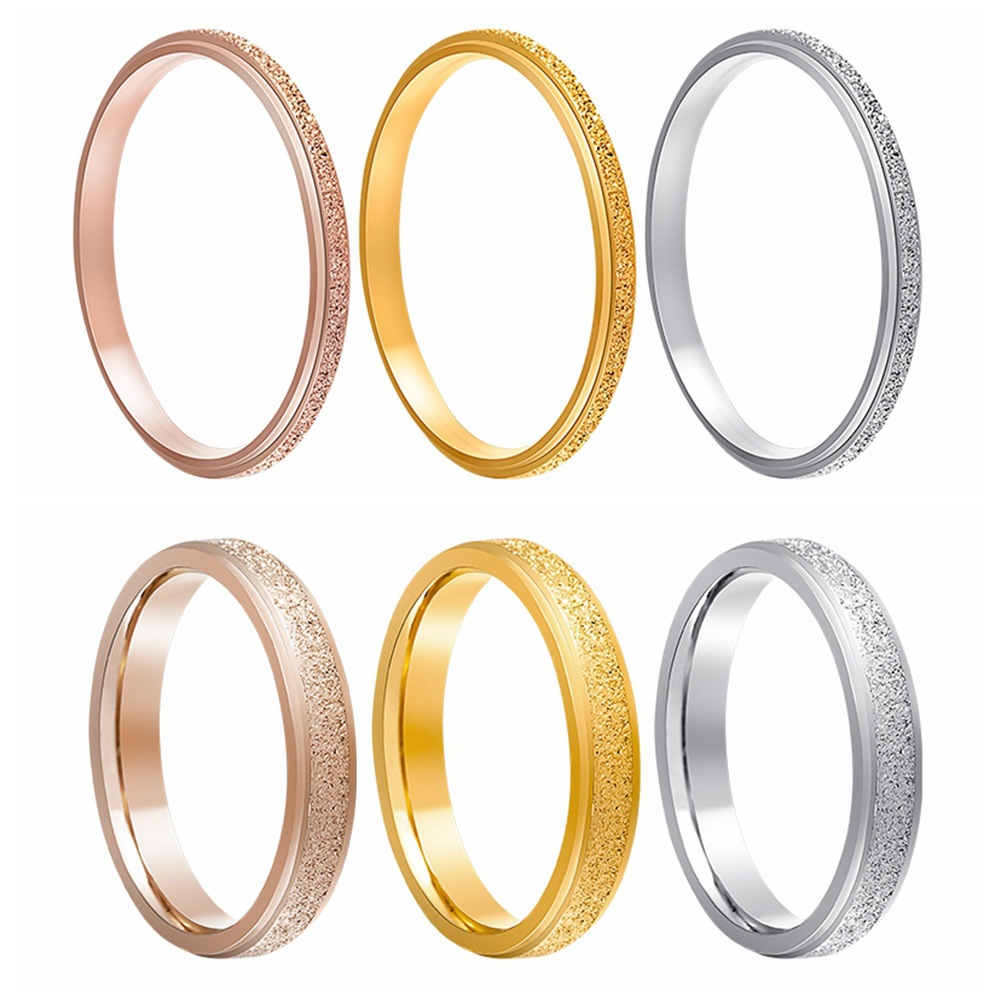 ins popular 2MM fine ring, stainless steel frosted tail ring, simple and fashionable trendy accessory, couple rings wholesale Application Scenario
