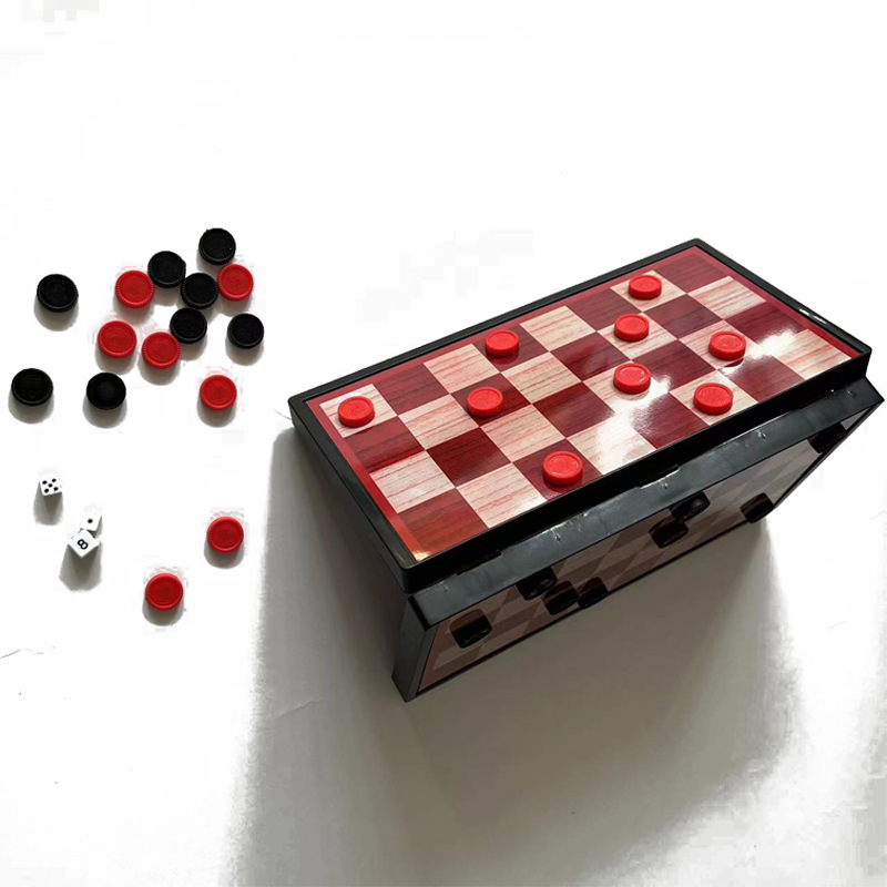 国际象棋游戏棋磁性可折叠多功能双陆棋西洋棋三合一塑料棋盘24CM细节图