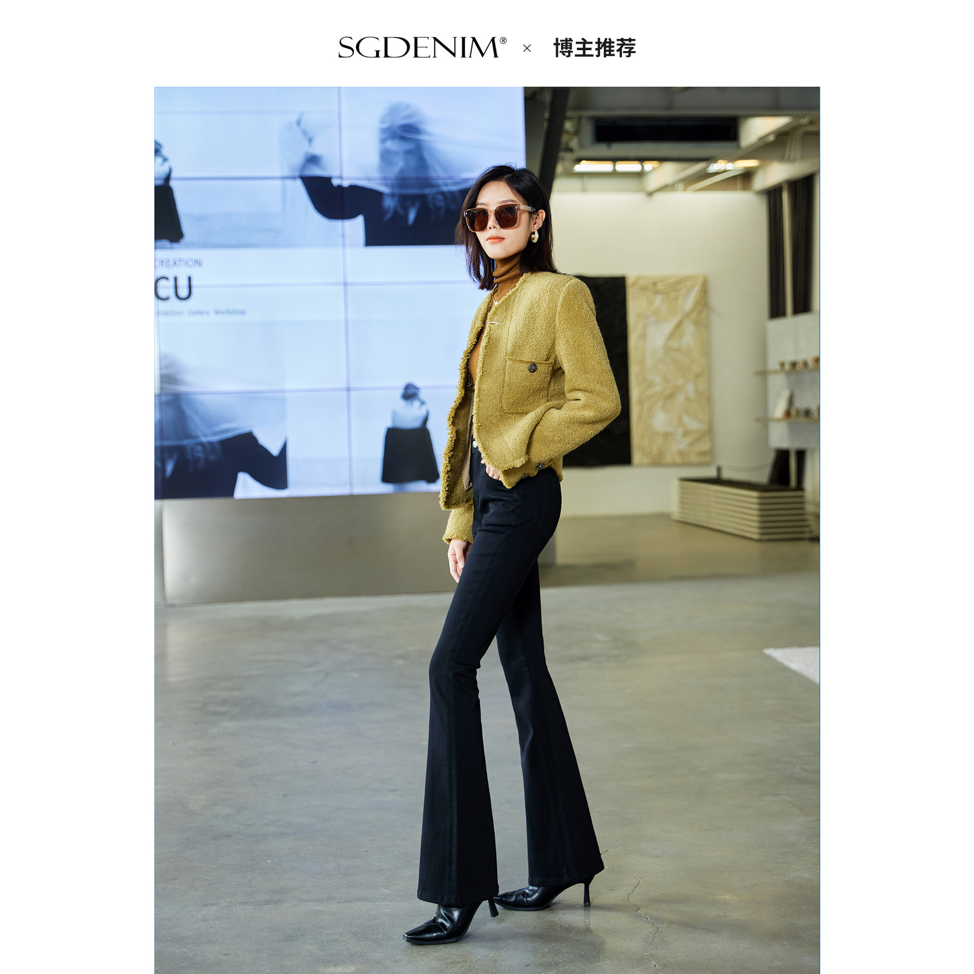 牛仔裤/带钻牛仔裤/牛仔裤阔腿/牛仔短裤女/阔腿裤产品图