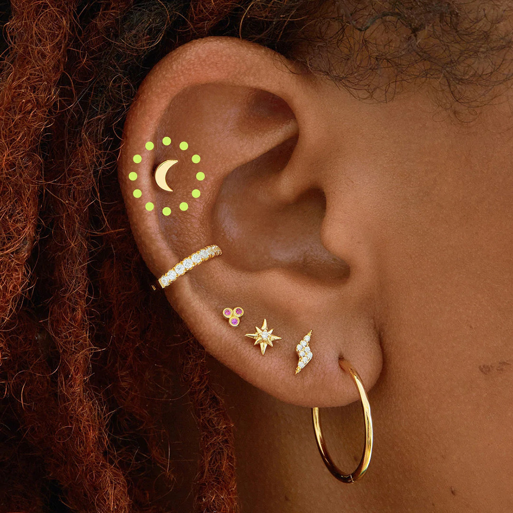 New cross-border ear stud 18G stainless steel flat head flat push piercing threaded cartilage earrings are selling well in Europe and America for women with auricles Specification image