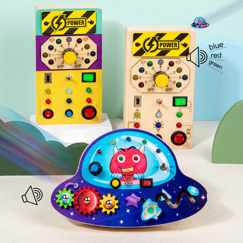 蒙氏日常生活教具木质电源忙碌板木制儿童感官益智早教协调玩具产品图