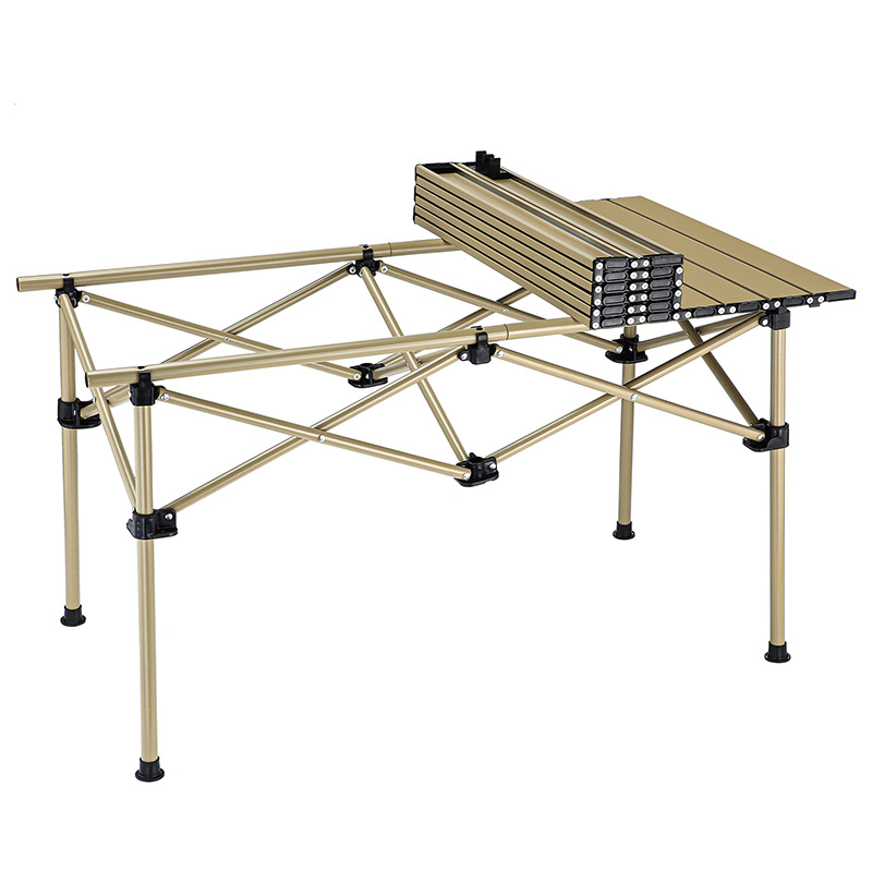 Z便携式蛋卷桌户外折叠桌椅野餐露营装备收纳桌餐桌铝合金烧烤桌白底实物图