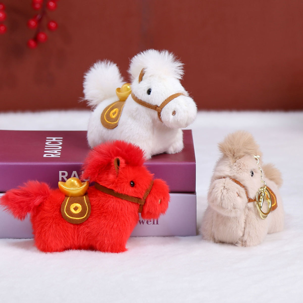 2026新年马上有钱小马毛绒钥匙扣挂件吉祥物公仔墩墩小马挂件网红同款