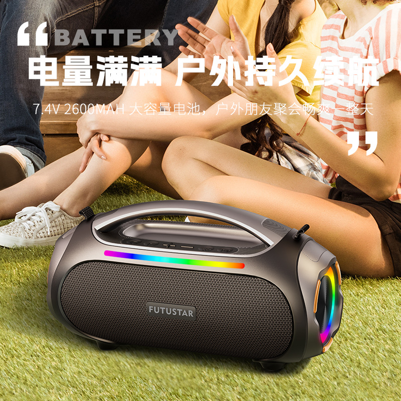Le Xiangyu Cross-border foreign trade New high-power Bluetooth speaker, outdoor karaoke portable subwoofer, handheld Bluetooth speaker details Picture
