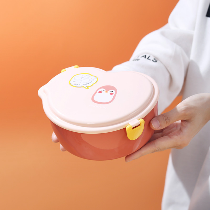 Cute little chicken children and students cartoon portable lunch box, food-grade PP microwave bento, snack box, salad box details Picture
