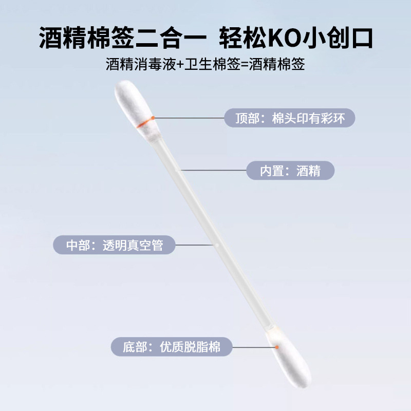 酒精棉签一次性碘伏棉棒便携折断式盒装50支家用批发日用产品图