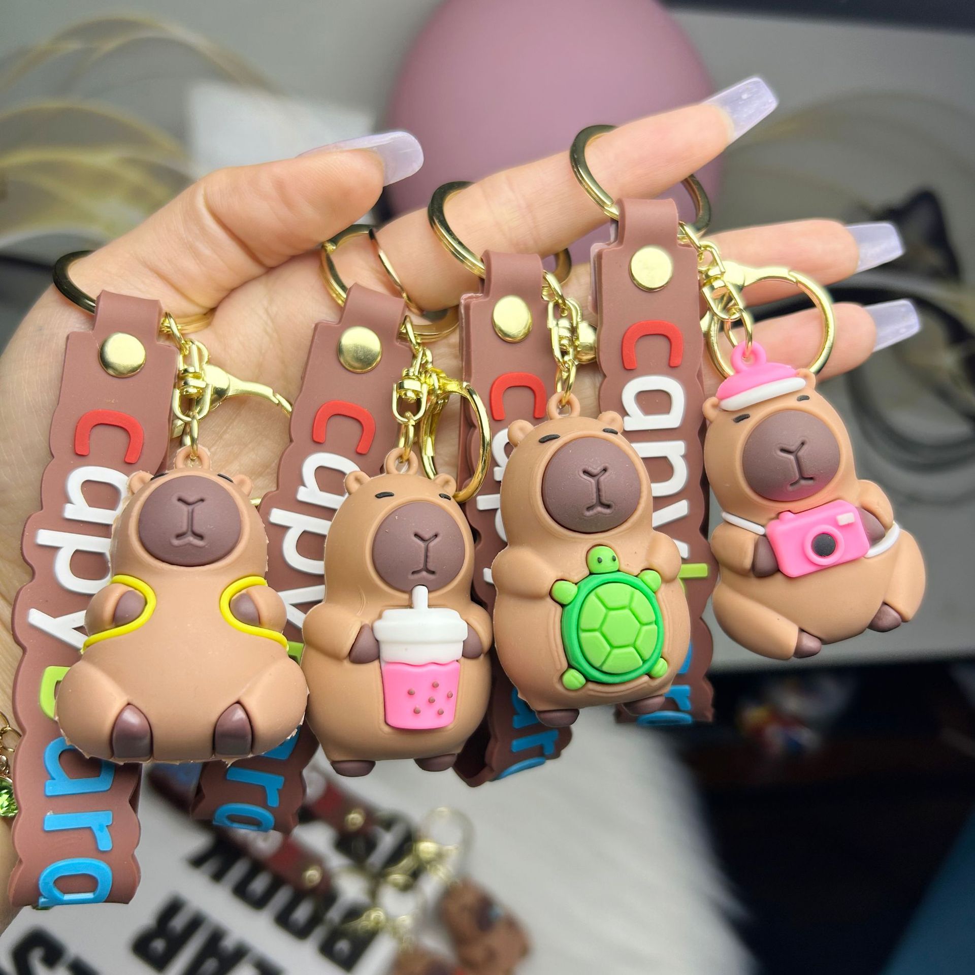 Popular Kapi Bala keychains, cute capybara 3D figurines, student bags, pendants, and small gifts for company events