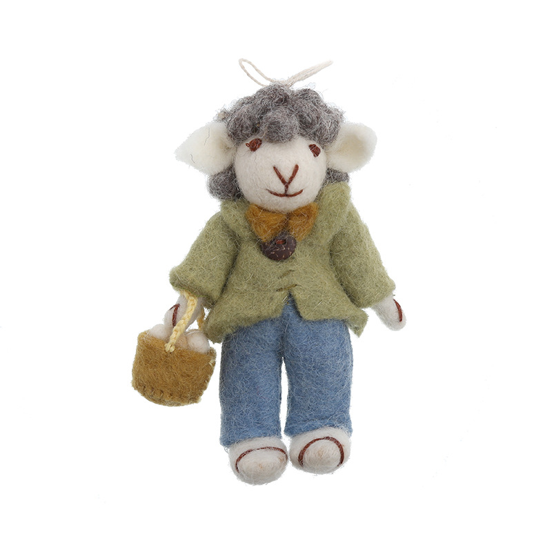 手工挂件系可爱动物尼泊尔羊毛毡包包钥匙扣ins挂饰配饰品吊坠白底实物图