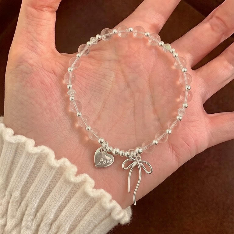 S925 pure silver white crystal bow bracelet for women, an Instagram niche design sense, a heart bracelet with a light luxury and high-end feel Application Scenario