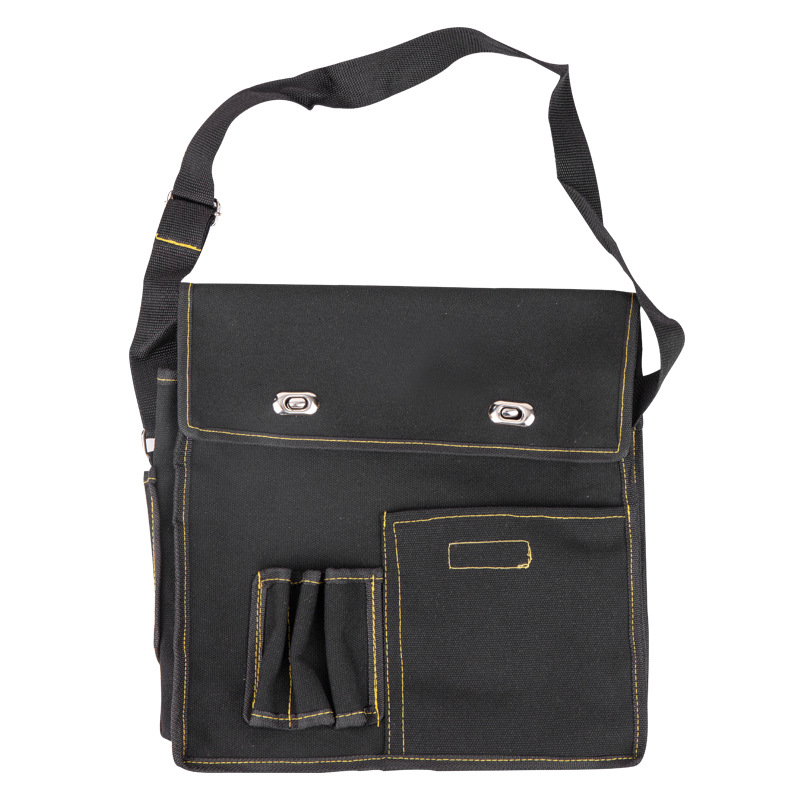 The manufacturer's electrician and plumber's tool bag is portable, multi-functional, made of canvas, thickened, and features a small waist pouch-style shoulder bag that is wear-resistant Item Picture
