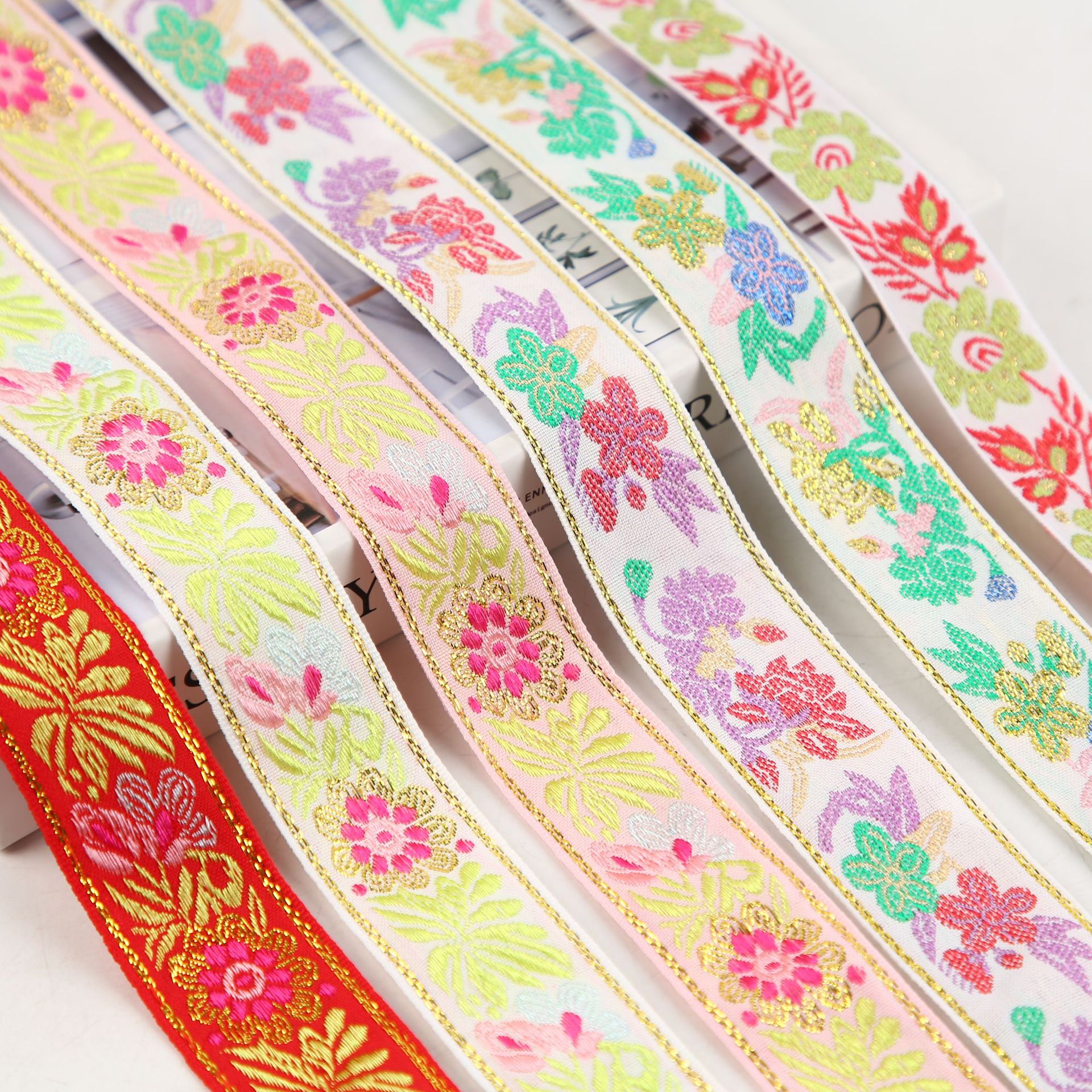 3cm estilo étnico bordado jacquard banda lazo cinta de tejido accesorios para el pelo clips para el cabello tiara ropa ropa bolsos tiras laterales
