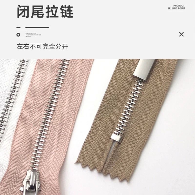 White gold teeth, silver teeth, metal closed-tail zipper, No. 3 self-locking silver teeth zipper, in multiple sizes and colors, available for shipment details Picture