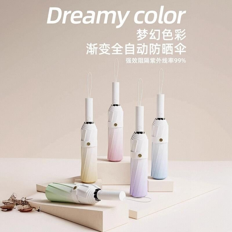 Fully automatic gradient umbrella, all-weather dual-purpose for women and men, thickened and reinforced, specially designed for students to go to school with UV protection Application Scenario
