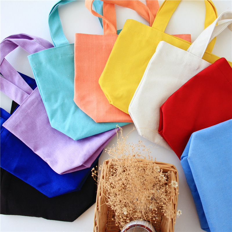 Cross-border canvas bag, single-shoulder hand-carry, simple and versatile, easy to use as a bag, small cloth bag, solid color canvas bag, lunch box bag, cosmetic bag, clutch bag, storage, women's small bag, handbag, canvas bag Specification image