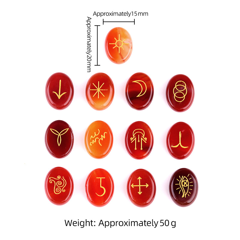 1712-粉水晶女巫符文天然水晶玛瑙半宝石虎眼石雕刻件如尼卢恩石白底实物图