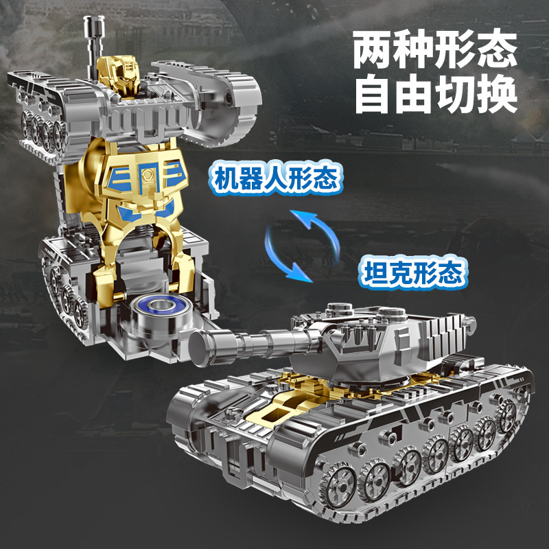 Transformable Tank Gyroscope Stress-relieving Fingertip and finger gyroscope Tank Transformable robot Creative toys for children and boys details Picture