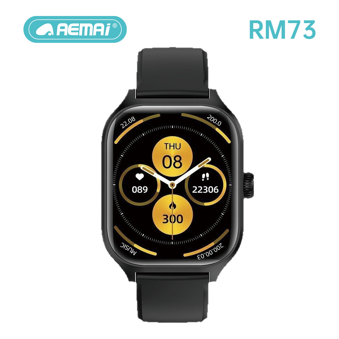 Cross-border new product RM73 square screen smartwatch, large-screen high-definition sports and health step-counting Bluetooth phone watch Specification image