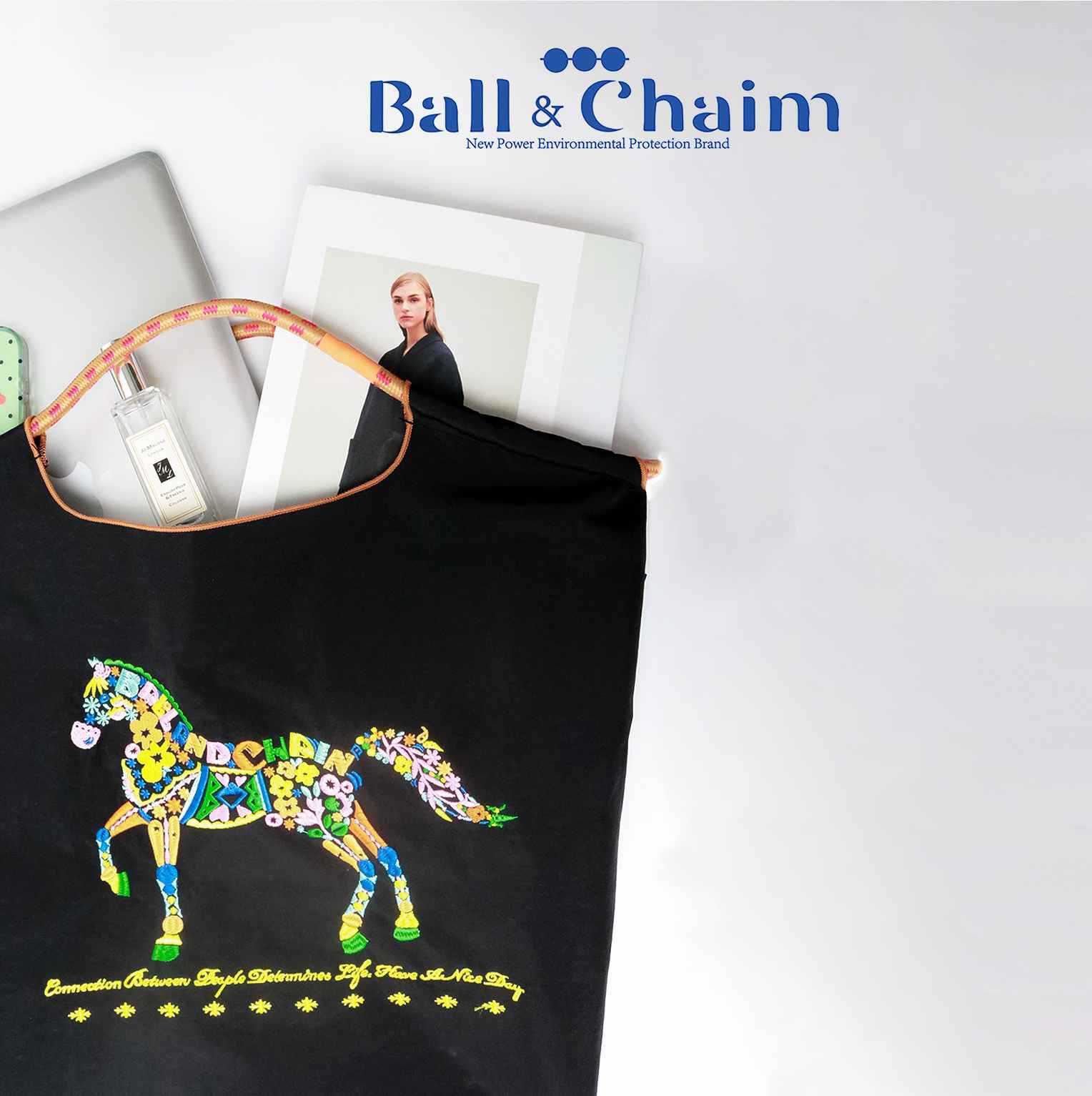 Summer versatile Japanese shopping bags, women's BallChain bag, large-capacity single-shoulder bag, embroidered bag, small bag, crossbody bag Specification image